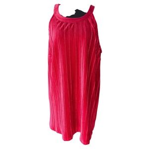 Torrid Size 2 Red Velvet Ribbed Pleated Halter Tank Top 2XL Date Night Outfit